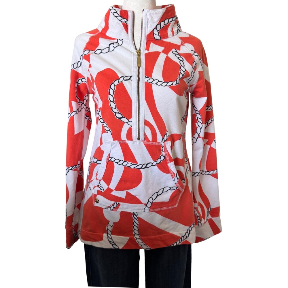 Lilly Pulitzer Skipper Popover Booze Cruise Rope Print Pullover S